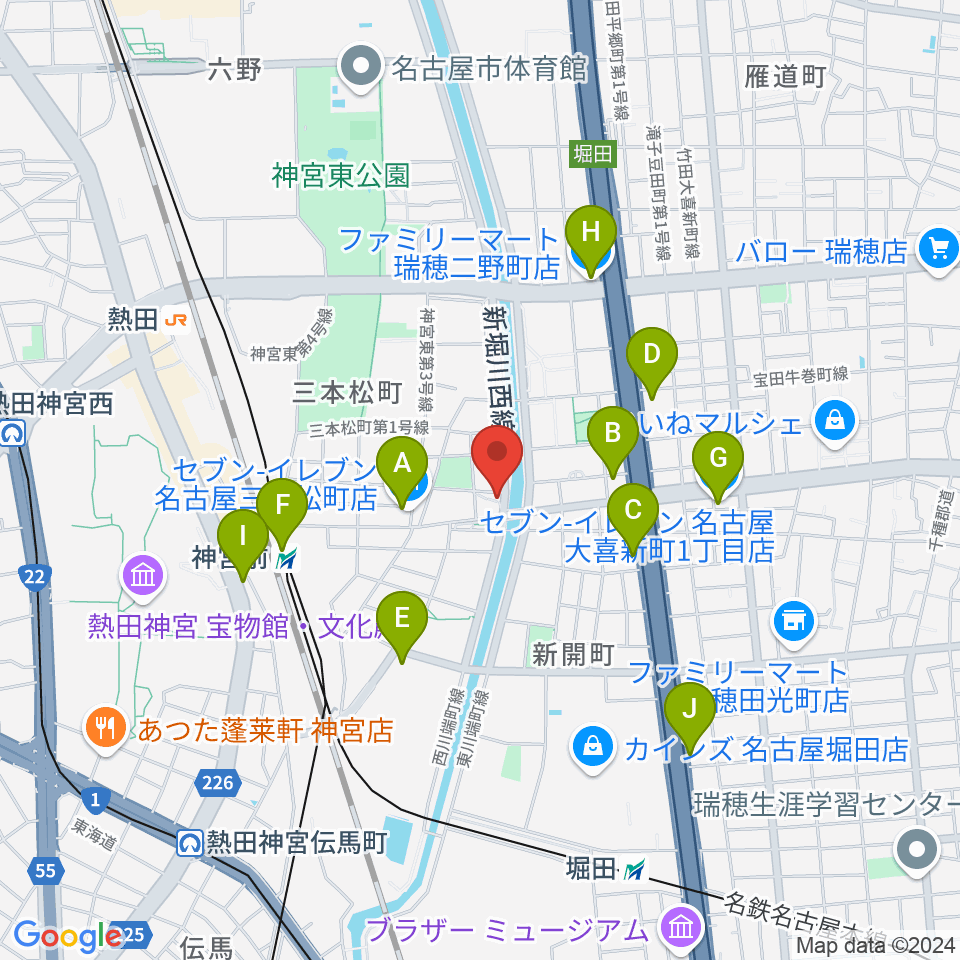 神宮前レコーディングスタジオ周辺のコンビニエンスストア一覧地図