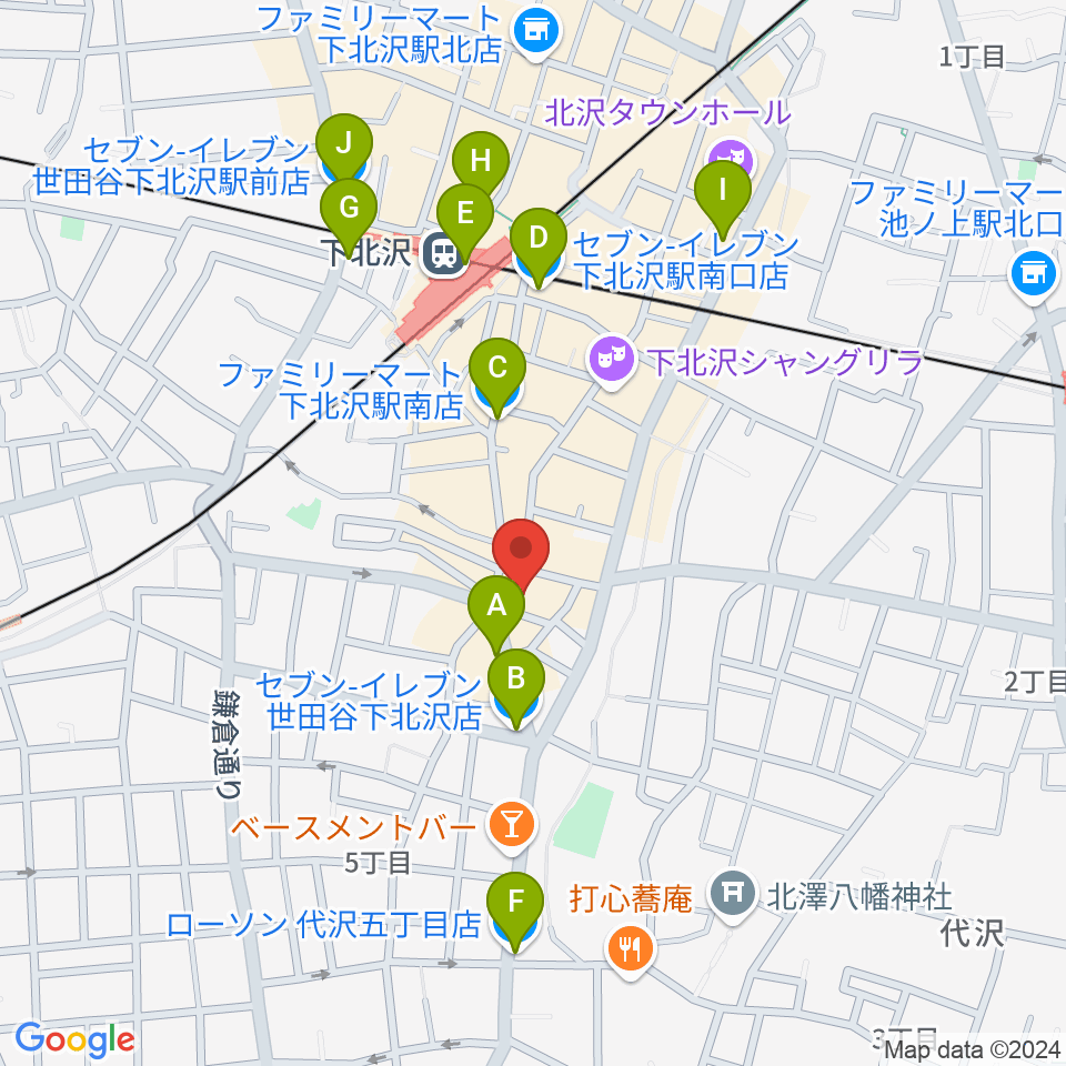 下北沢トリウッド周辺のコンビニエンスストア一覧地図