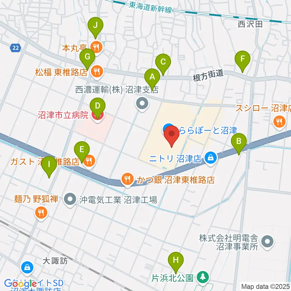 シネマサンシャインららぽーと沼津周辺のコンビニエンスストア一覧地図