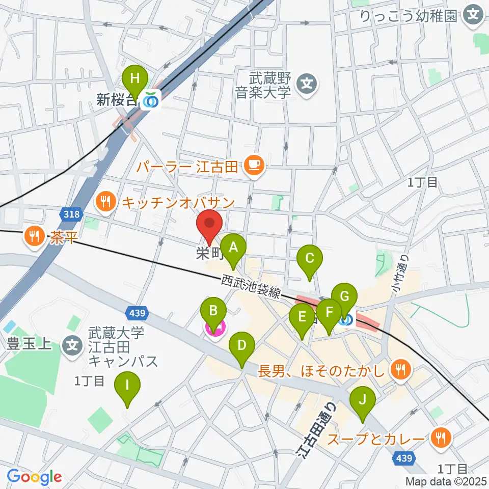江古田管楽器修理工房周辺のコンビニエンスストア一覧地図