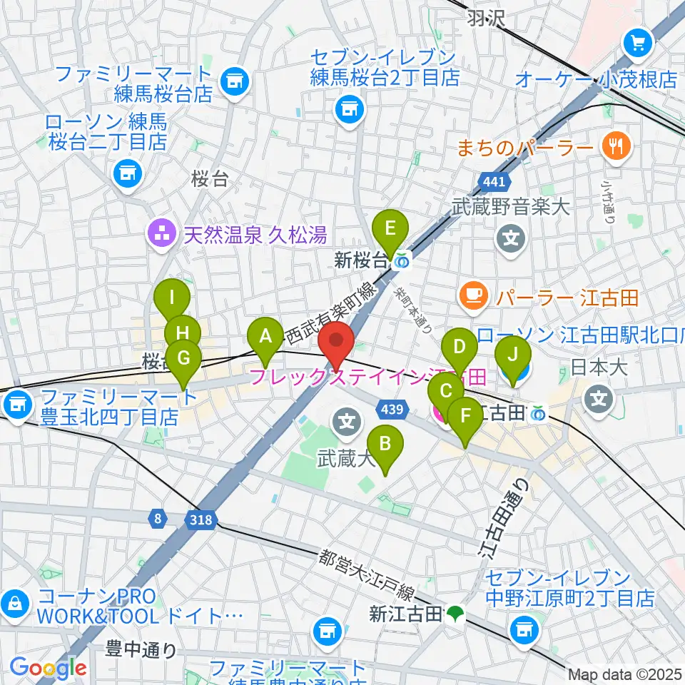 音楽教室ふわり 桜台校周辺のコンビニエンスストア一覧地図