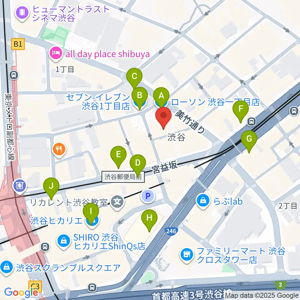 宮益坂十間スタジオ周辺のコンビニエンスストア一覧地図