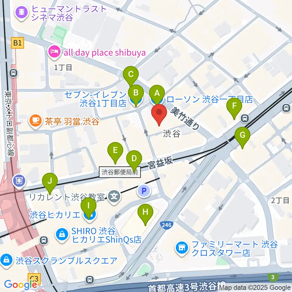 宮益坂十間スタジオ周辺のコンビニエンスストア一覧地図