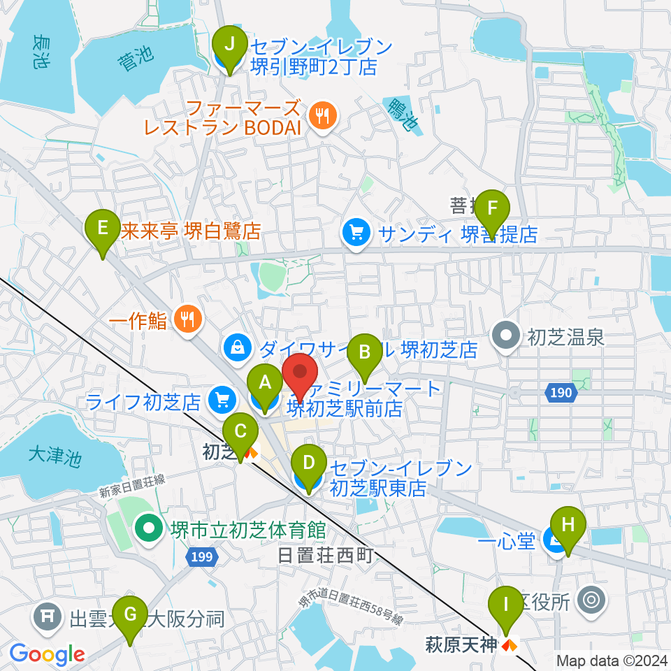 堺グランドピアノサロン 風の音周辺のコンビニエンスストア一覧地図