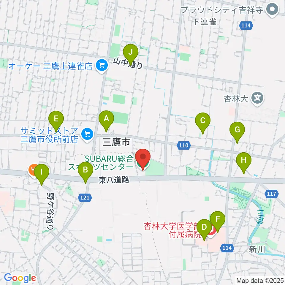 SUBARU総合スポーツセンター周辺のコンビニエンスストア一覧地図