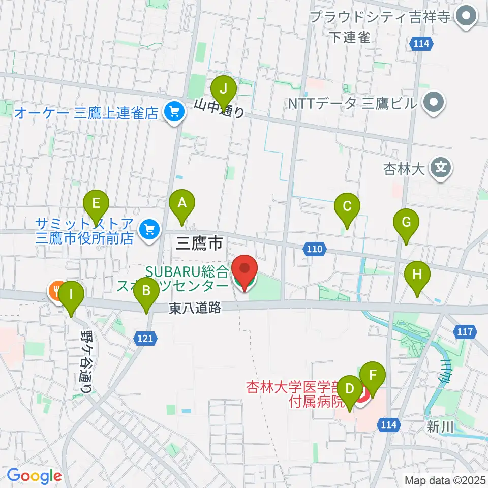 SUBARU総合スポーツセンター周辺のコンビニエンスストア一覧地図