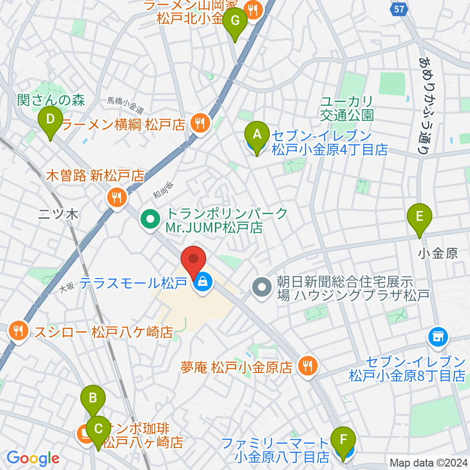 ユナイテッド・シネマ テラスモール松戸周辺のコンビニエンスストア一覧地図