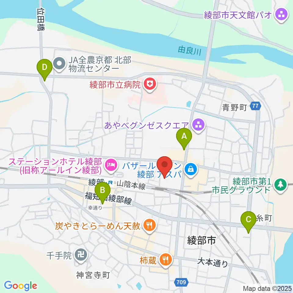 あやべ・日東精工アリーナ周辺のコンビニエンスストア一覧地図