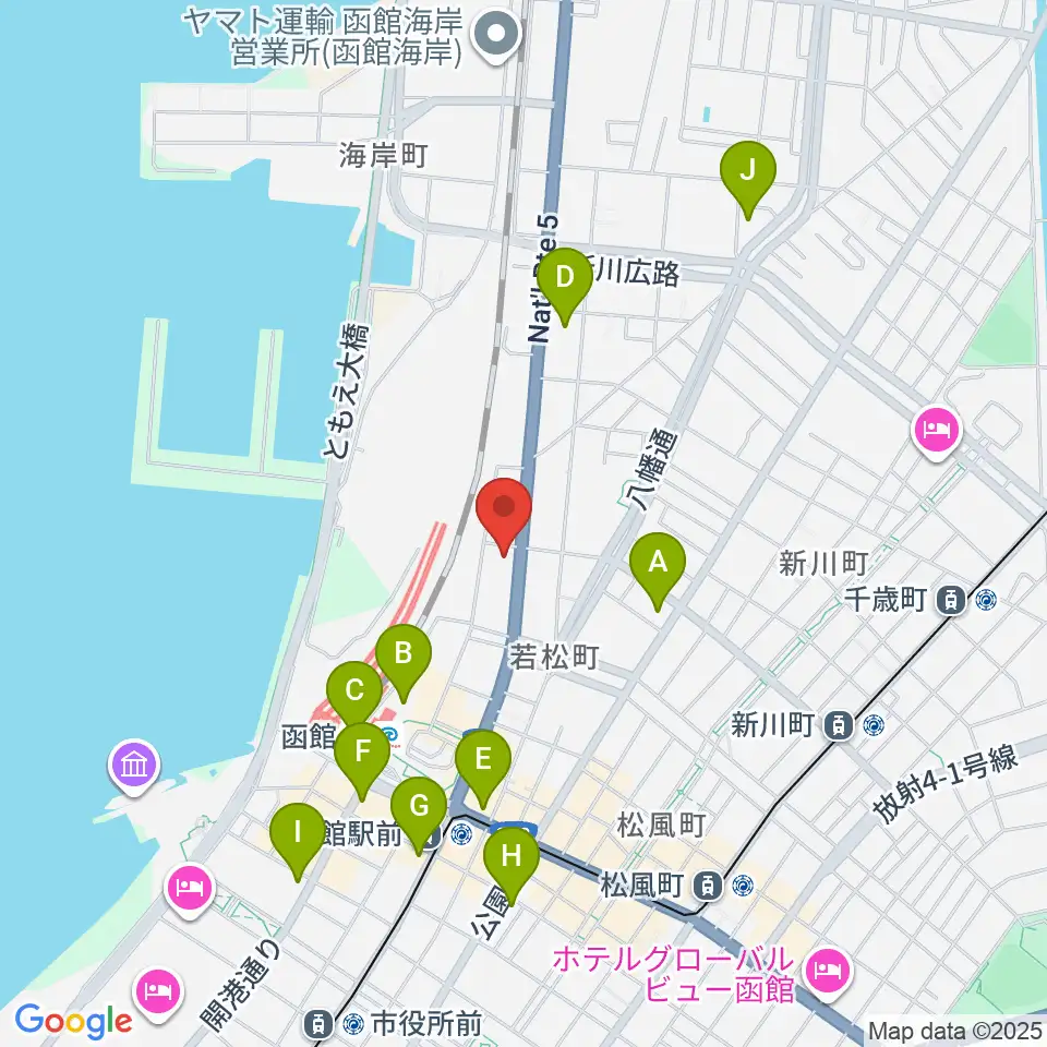 函館ARARA周辺のコンビニエンスストア一覧地図