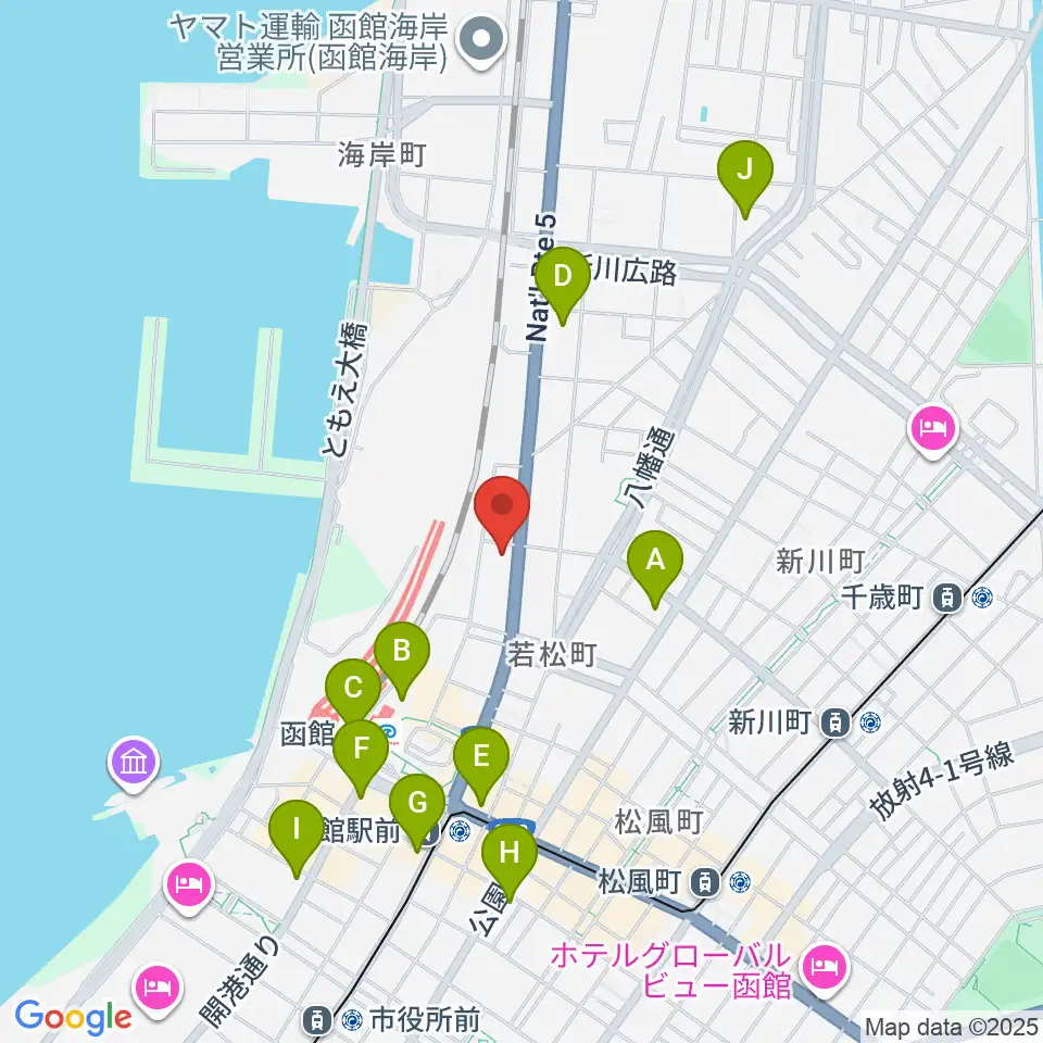 函館ARARA周辺のコンビニエンスストア一覧地図