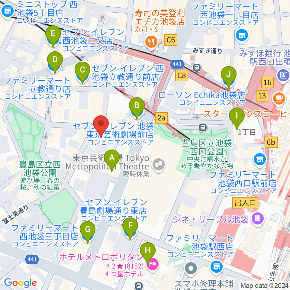 クワトロ弦楽器周辺のコンビニエンスストア一覧地図