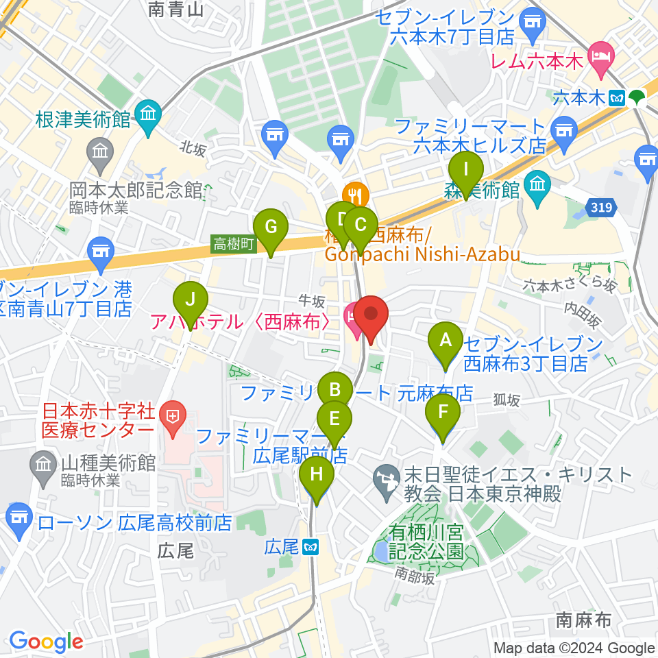 ユニプライベートスタジオ周辺のコンビニエンスストア一覧地図