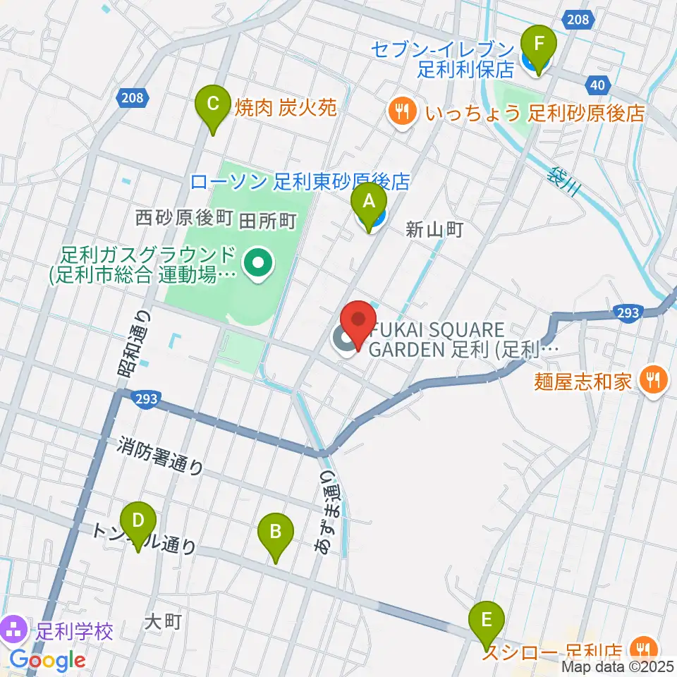 FUKAI SQUARE GARDEN 足利周辺のコンビニエンスストア一覧地図