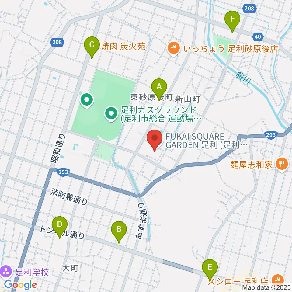FUKAI SQUARE GARDEN 足利周辺のコンビニエンスストア一覧地図