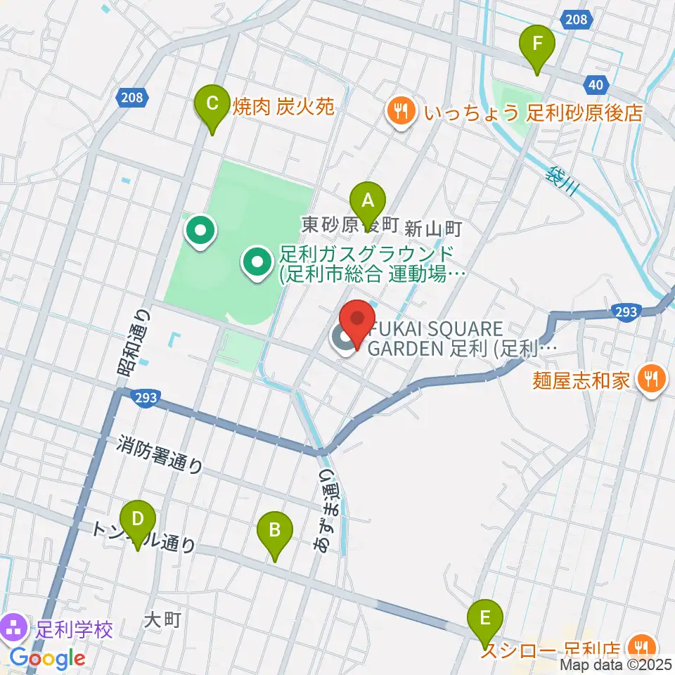 FUKAI SQUARE GARDEN 足利周辺のコンビニエンスストア一覧地図
