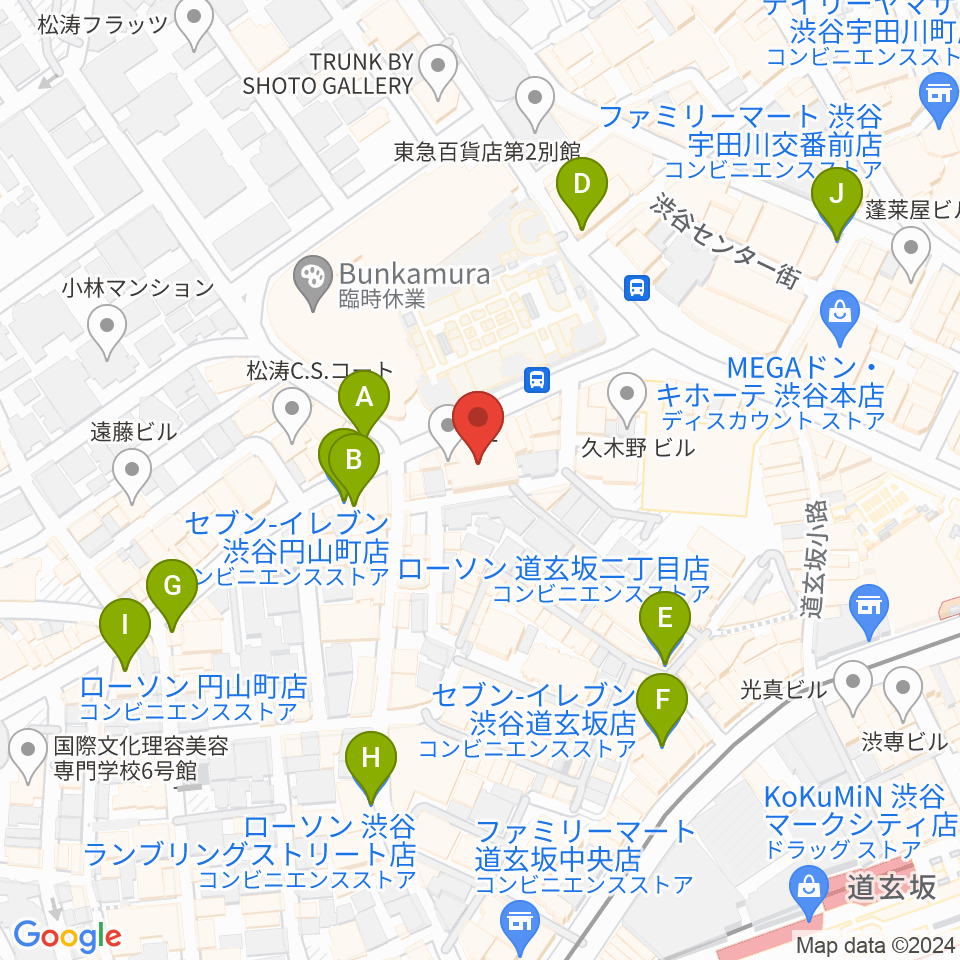 渋谷DAIA周辺のコンビニエンスストア一覧地図