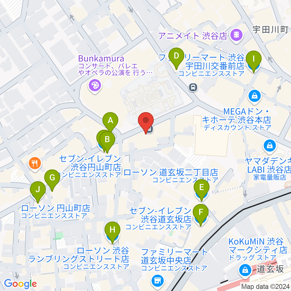 渋谷DAIA周辺のコンビニエンスストア一覧地図