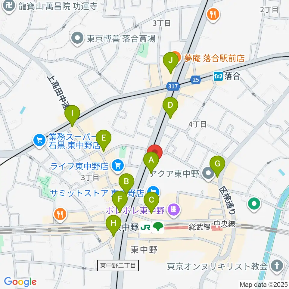 東中野ドラム周辺のコンビニエンスストア一覧地図