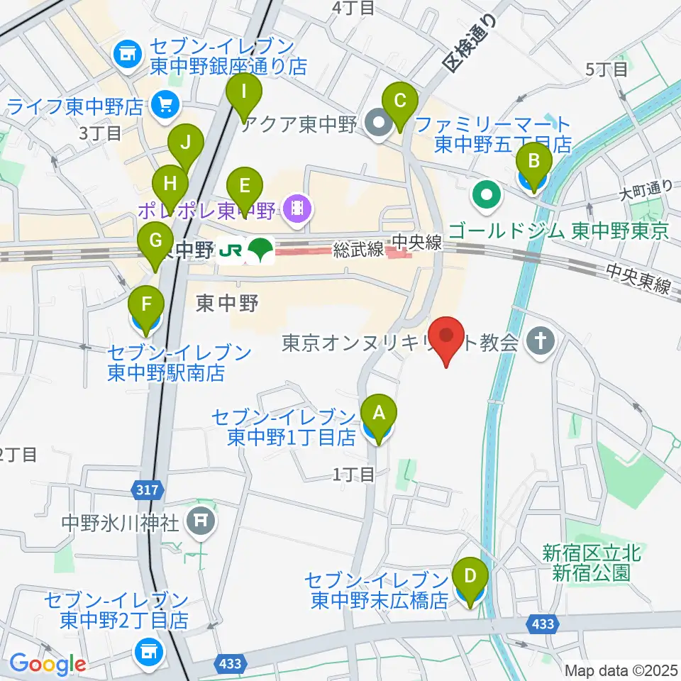 山本ミュージック・コーナー周辺のコンビニエンスストア一覧地図