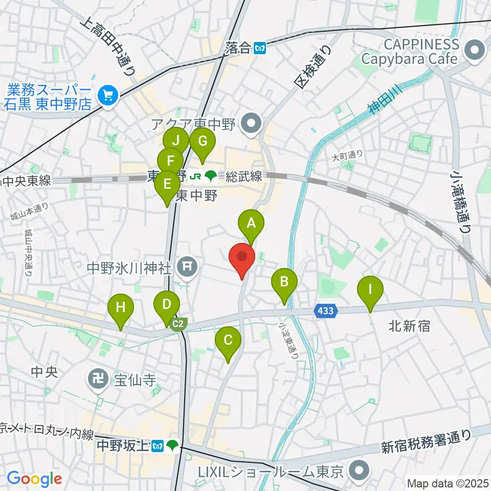 東中野バニラスタジオ周辺のコンビニエンスストア一覧地図