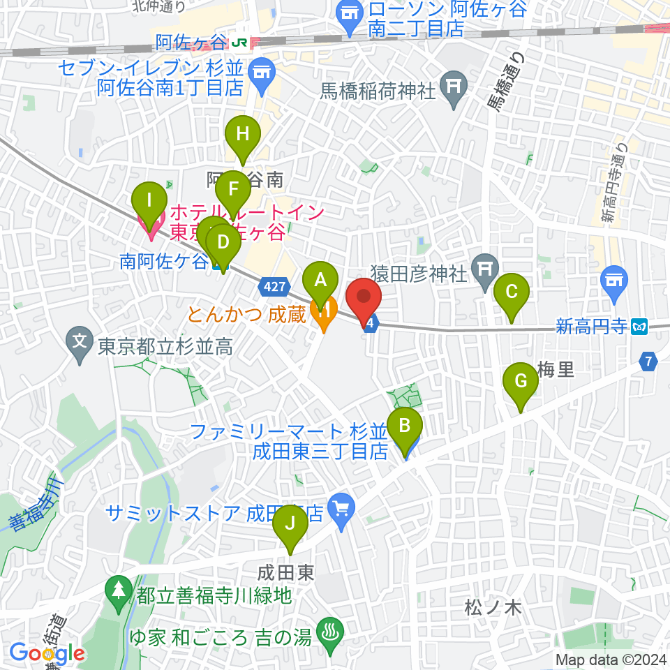 南阿佐ヶ谷ひつじ座周辺のコンビニエンスストア一覧地図