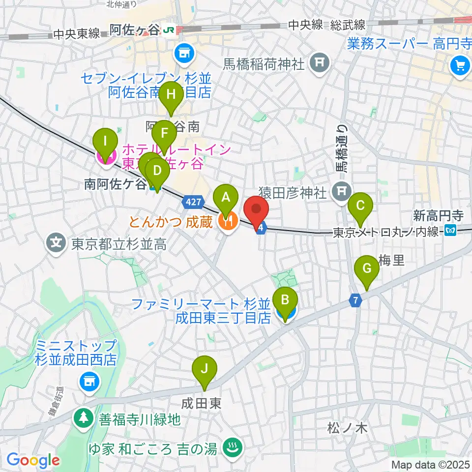 南阿佐ヶ谷ひつじ座周辺のコンビニエンスストア一覧地図