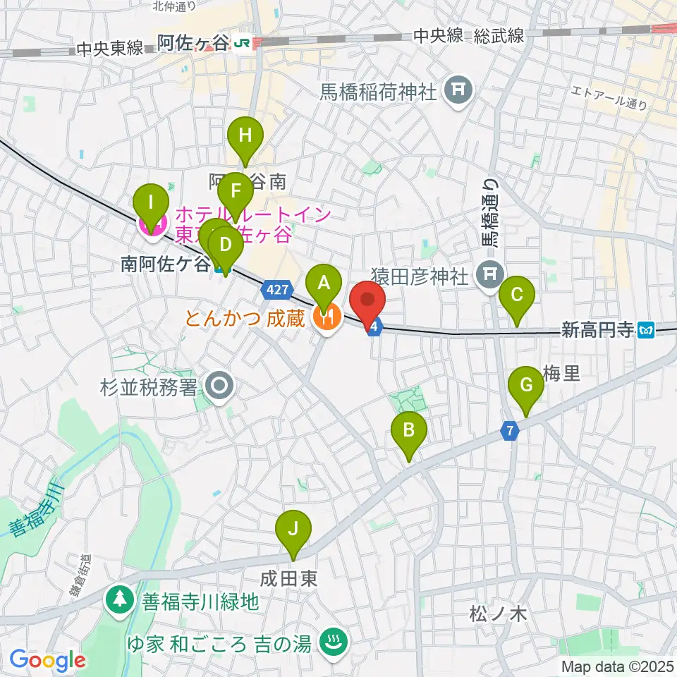 南阿佐ヶ谷ひつじ座周辺のコンビニエンスストア一覧地図