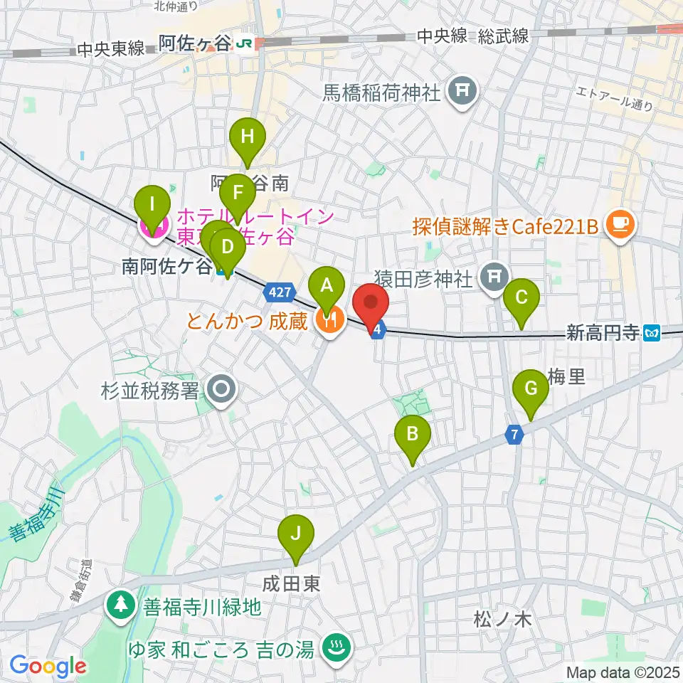 南阿佐ヶ谷ひつじ座周辺のコンビニエンスストア一覧地図