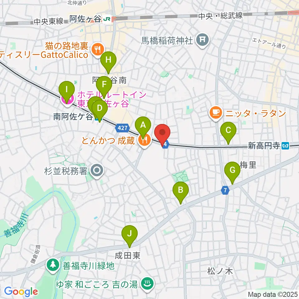 南阿佐ヶ谷ひつじ座周辺のコンビニエンスストア一覧地図