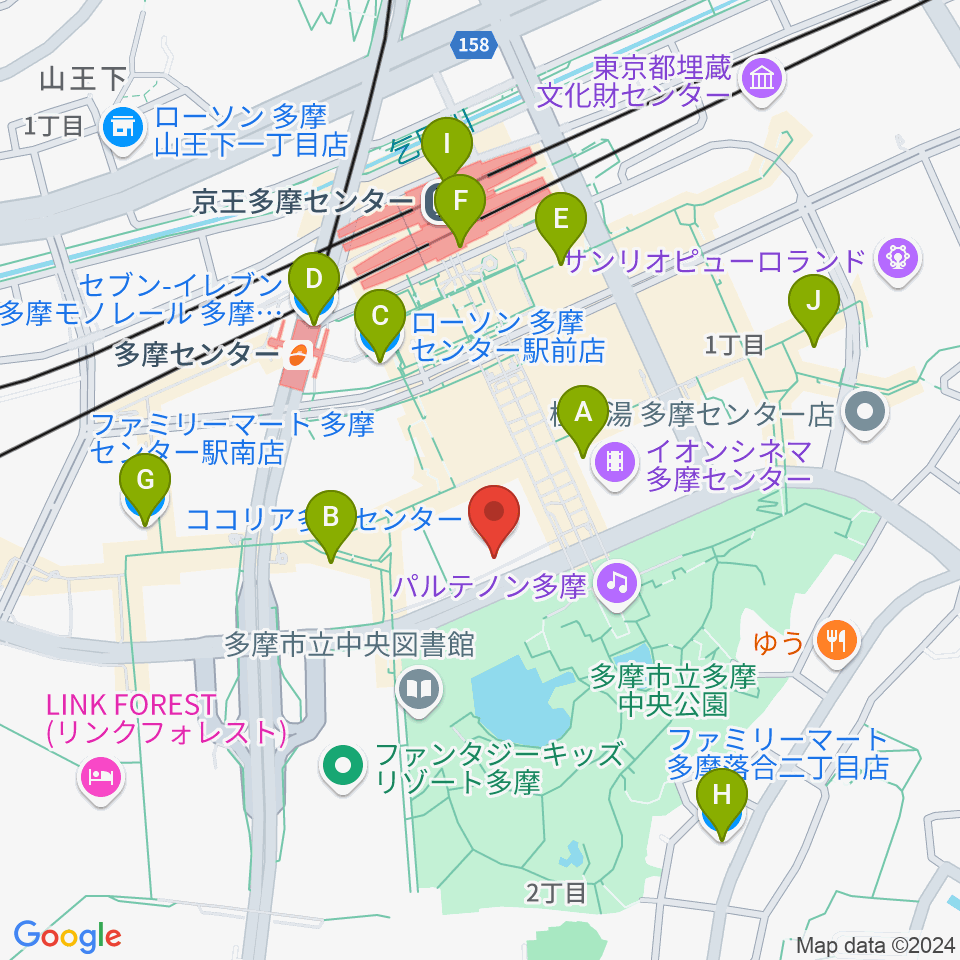 ココリア多摩センター ココリアホール周辺のコンビニエンスストア一覧地図