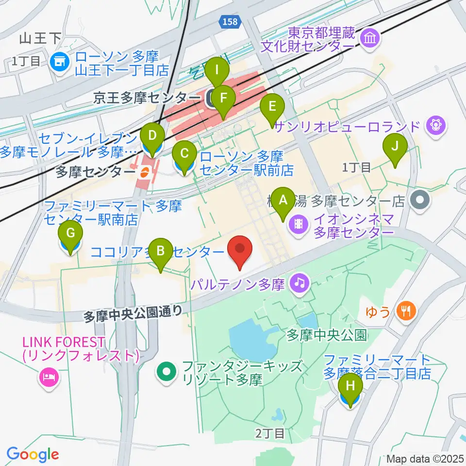 ココリア多摩センター ココリアホール周辺のコンビニエンスストア一覧地図