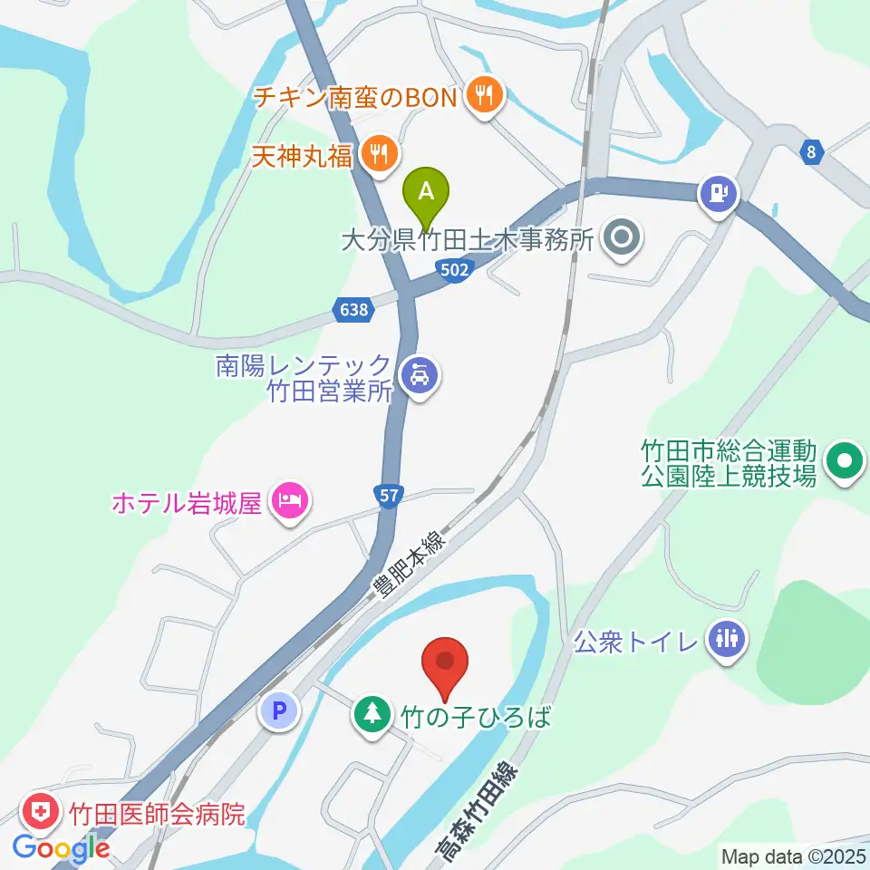 竹田市総合文化ホール グランツたけた周辺のコンビニエンスストア一覧地図