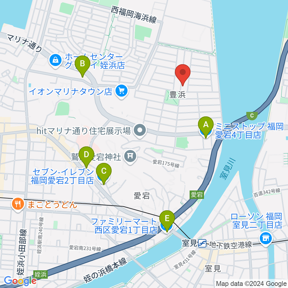 ブラボー音楽教室周辺のコンビニエンスストア一覧地図