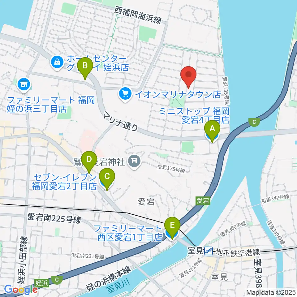 ブラボー音楽教室周辺のコンビニエンスストア一覧地図