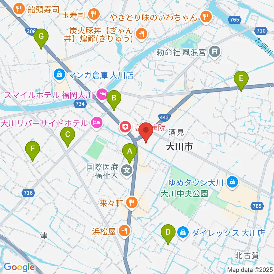 大川シネマホール周辺のコンビニエンスストア一覧地図