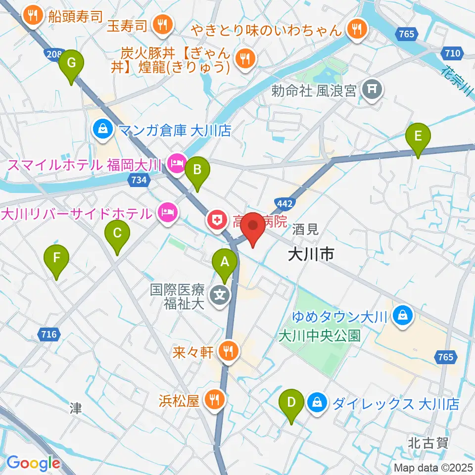 大川シネマホール周辺のコンビニエンスストア一覧地図