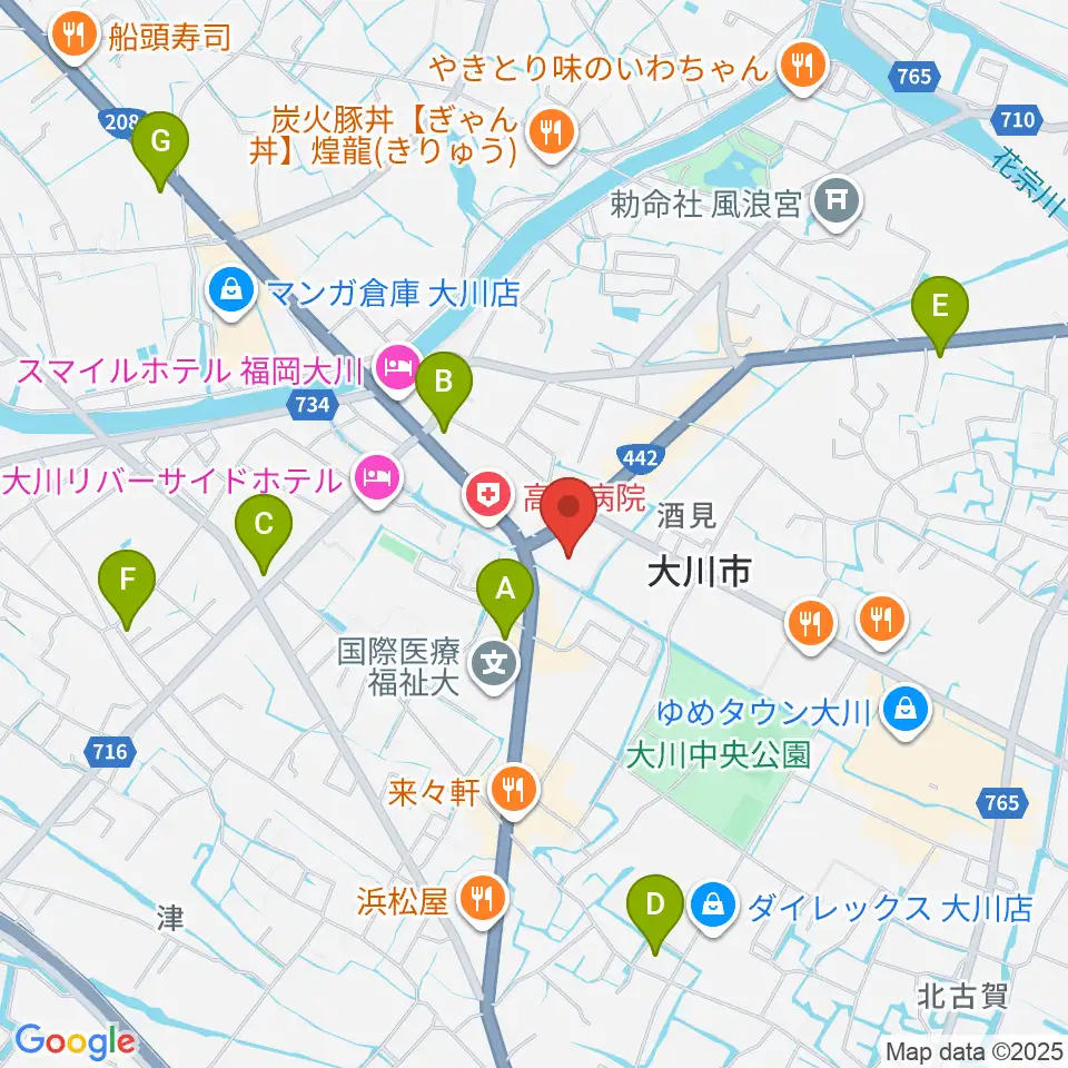 大川シネマホール周辺のコンビニエンスストア一覧地図
