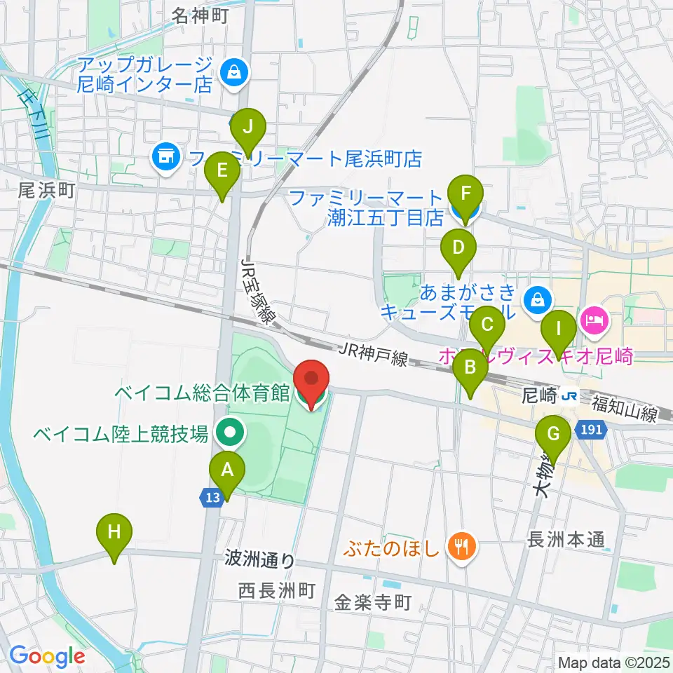 ベイコム総合体育館周辺のコンビニエンスストア一覧地図