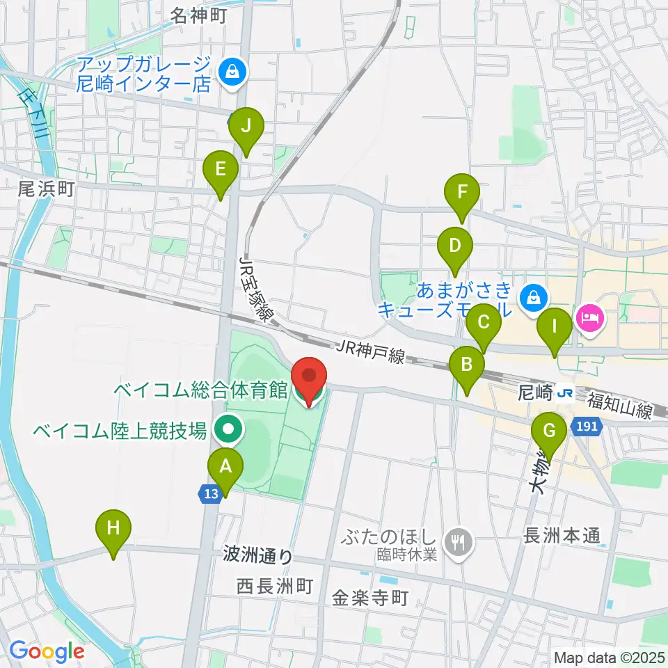 ベイコム総合体育館周辺のコンビニエンスストア一覧地図