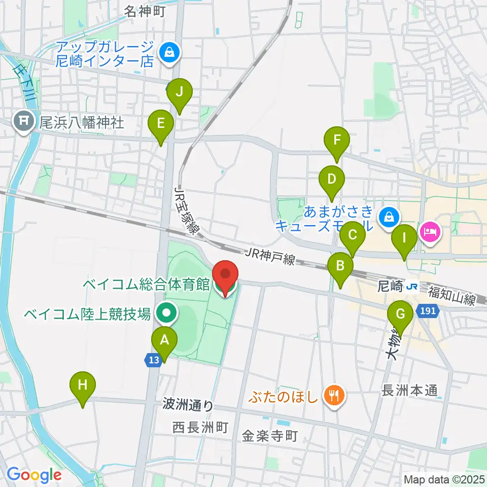 ベイコム総合体育館周辺のコンビニエンスストア一覧地図