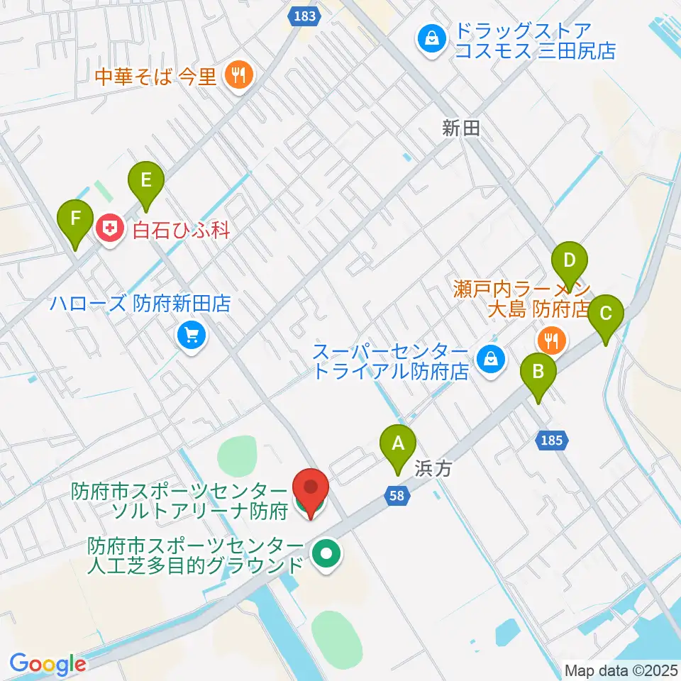 ソルトアリーナ防府周辺のコンビニエンスストア一覧地図