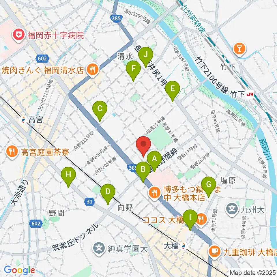 福岡市南市民センター周辺のコンビニエンスストア一覧地図