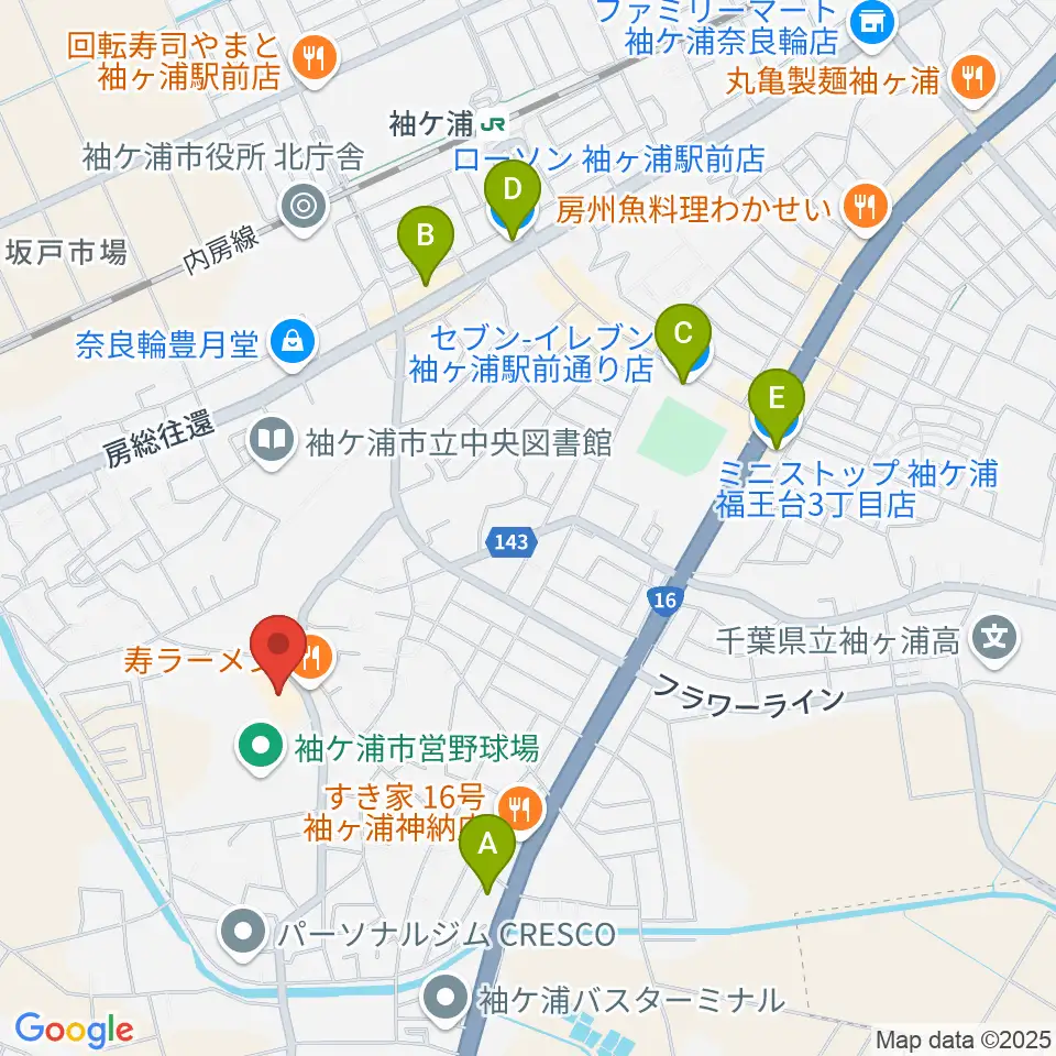 袖ヶ浦市民会館周辺のコンビニエンスストア一覧地図
