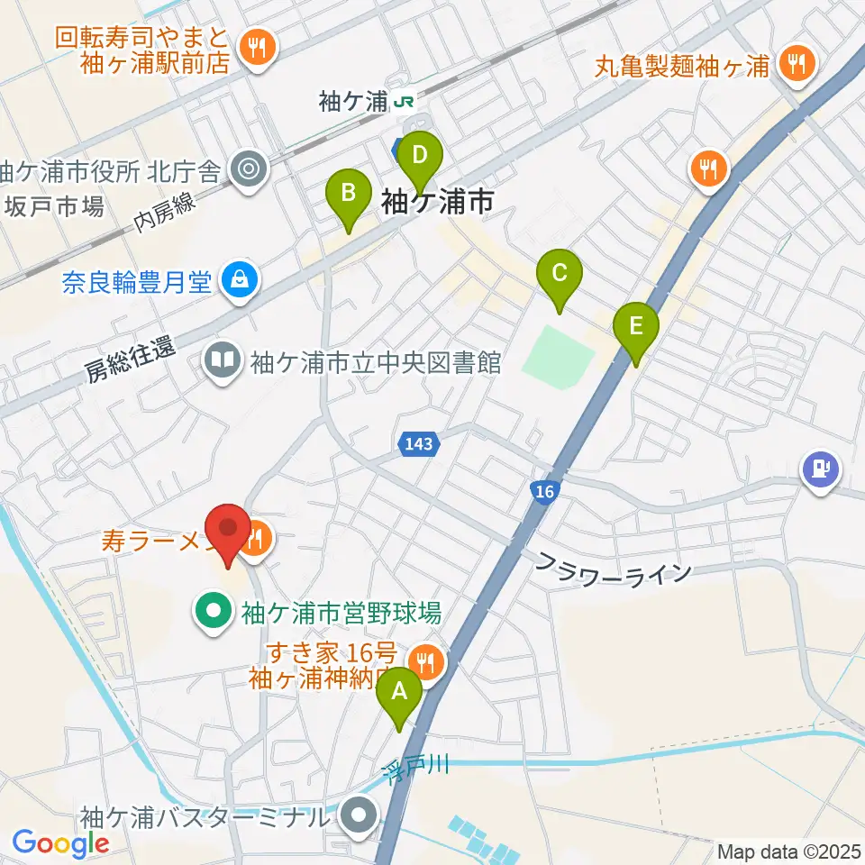 袖ヶ浦市民会館周辺のコンビニエンスストア一覧地図