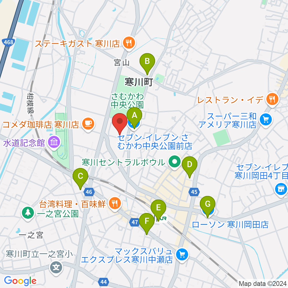 寒川町民センター周辺のコンビニエンスストア一覧地図