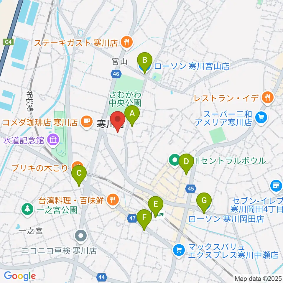 寒川町民センター周辺のコンビニエンスストア一覧地図
