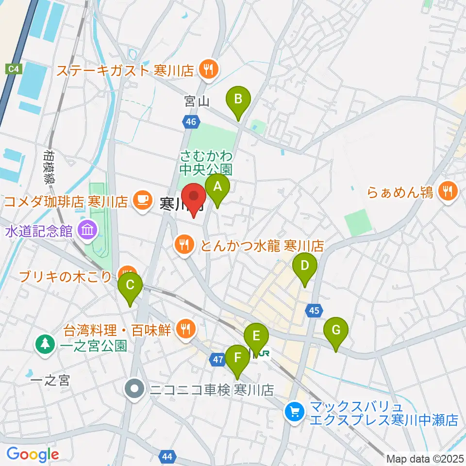 寒川町民センター周辺のコンビニエンスストア一覧地図