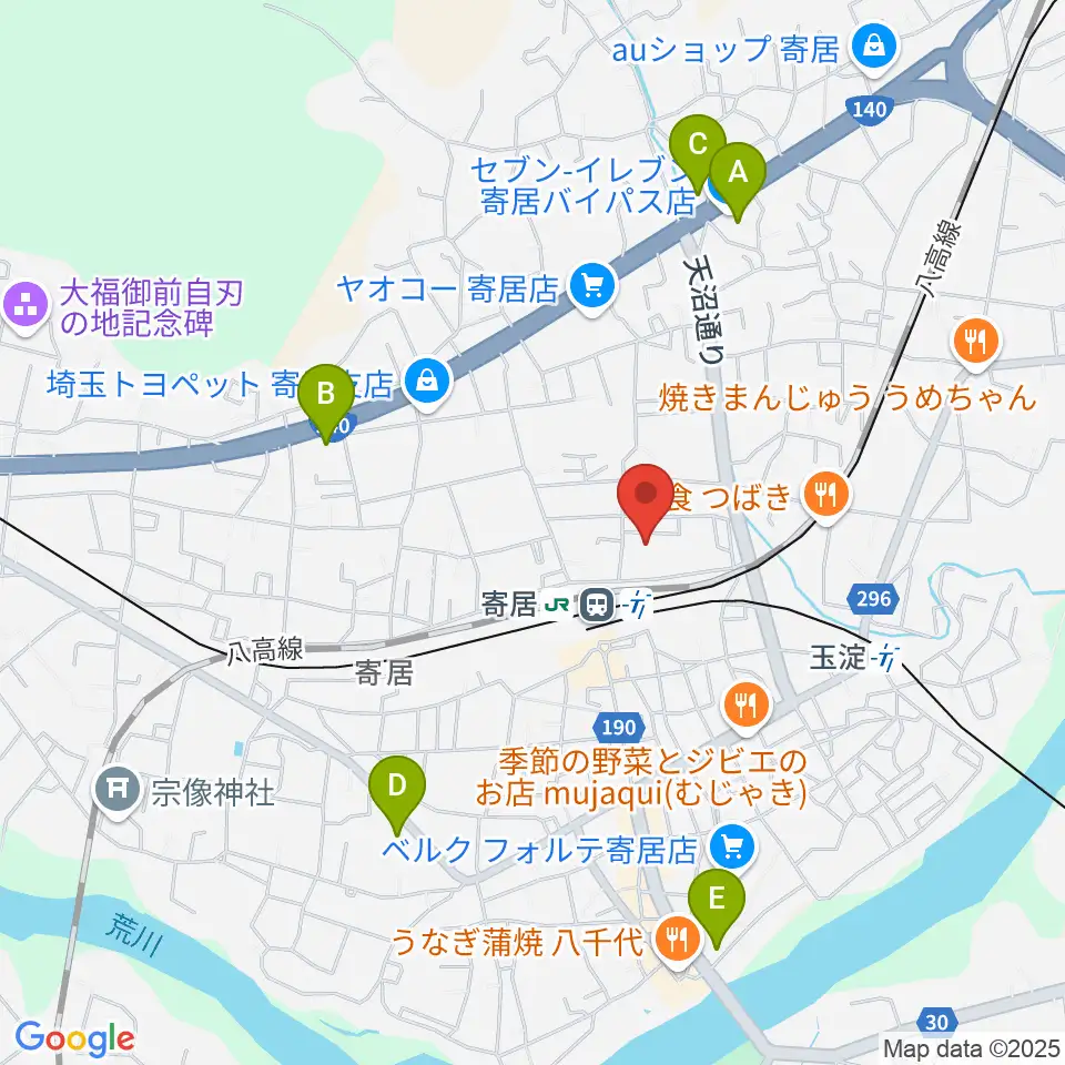 寄居町中央公民館周辺のコンビニエンスストア一覧地図