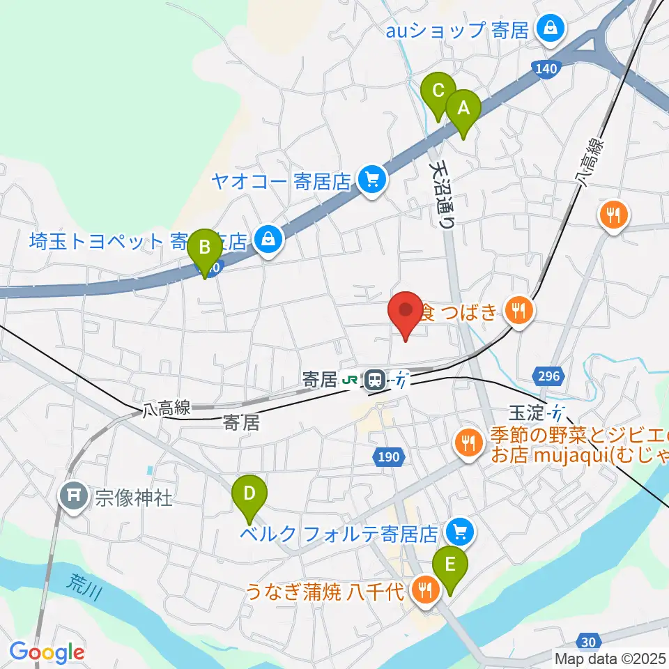 寄居町中央公民館周辺のコンビニエンスストア一覧地図