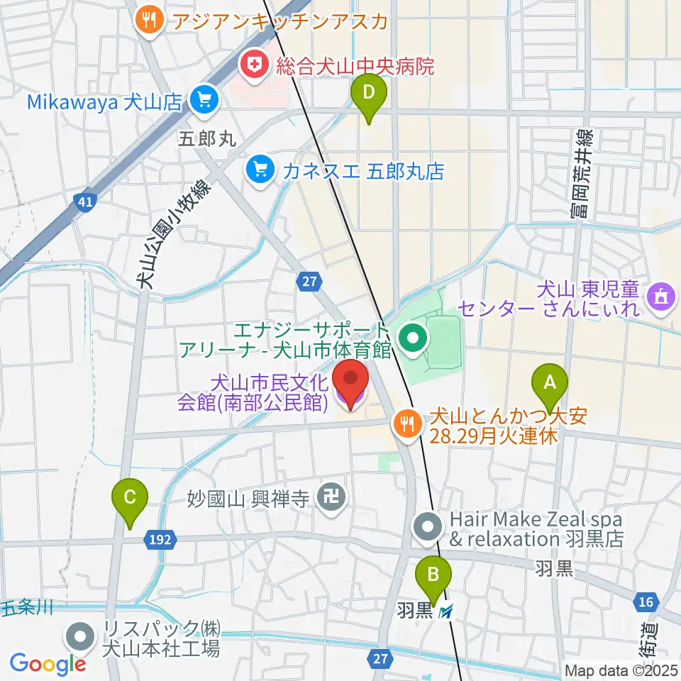 犬山市民文化会館周辺のコンビニエンスストア一覧地図